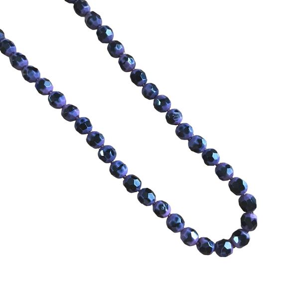 Purple and black slag glass bead vintage necklace - Picture 3 of 4